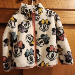 Minnie mouse fleece zip up jacket